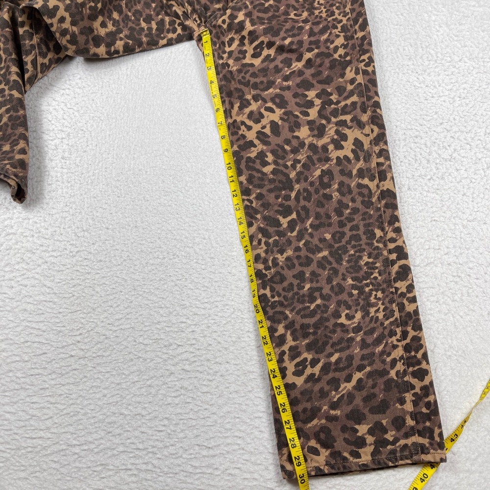 Abercrombie & Fitch Leopard Print Jeans Womens 28 Brown Mid Rise Straight Leg - Picture 7 of 10